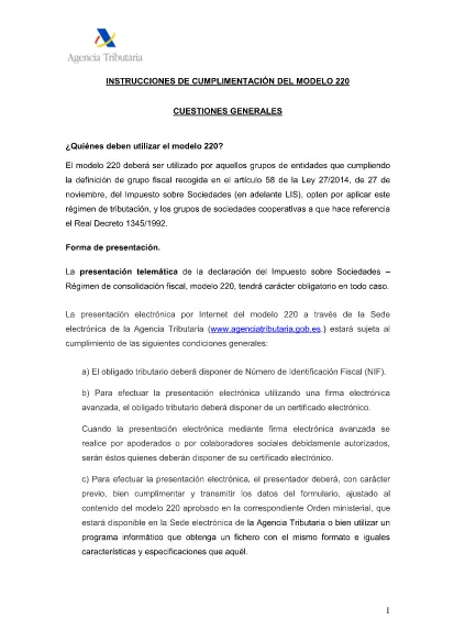 Form 220 Instruktioner - Spanien