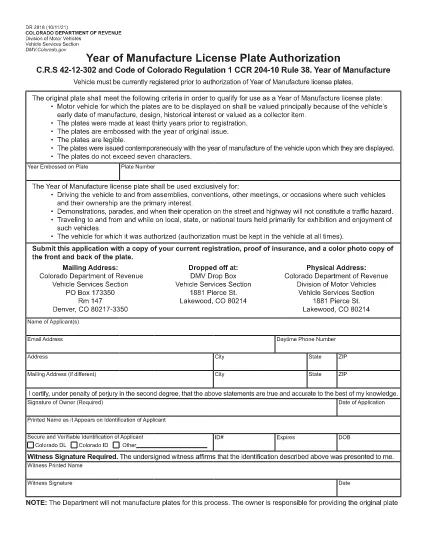 Form DR 2818 Colorado