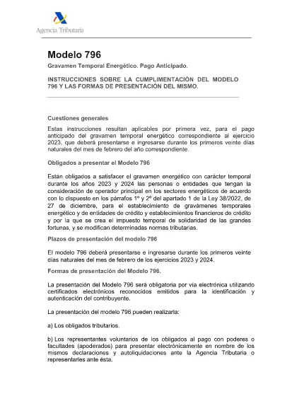Form 796 Instruktioner - Spanien