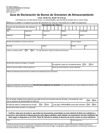 Form DR 2438SP Colorado