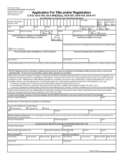 Form DR 2395 Colorado
