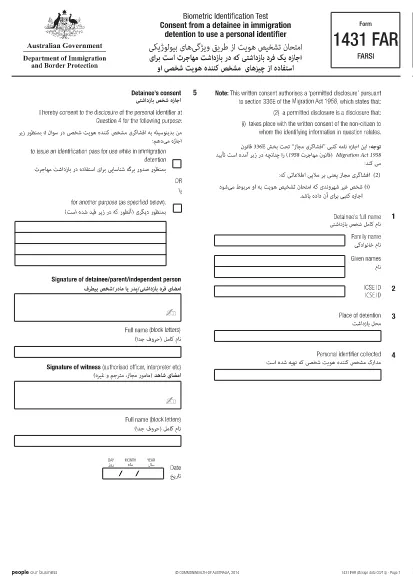 Formular 1431 Australien (Farsi)