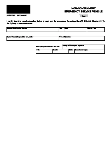 Formulário 96-0129 Arizona