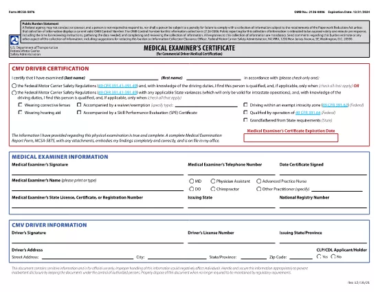 FMCSA Form MCSA-5876 Utah