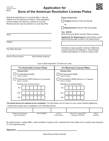 Form 708-F Oklahoma