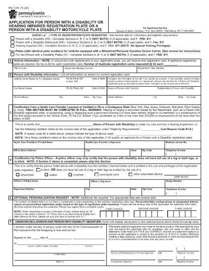 Form MV-145 Pennsylvania