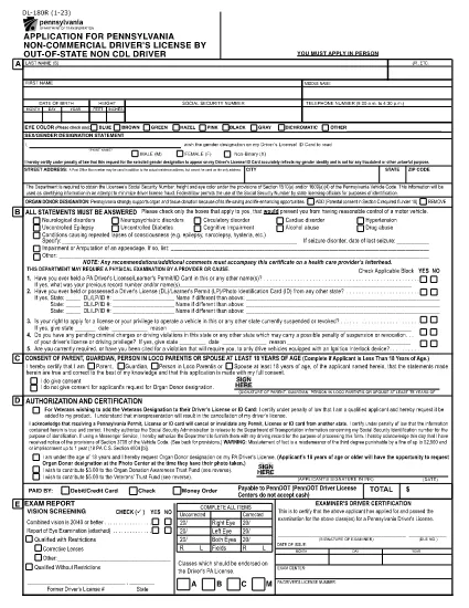 Form DL-180R Pennsylvania