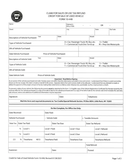 Form 10-448 Arkansas