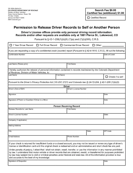 Form DR 2559 Colorado
