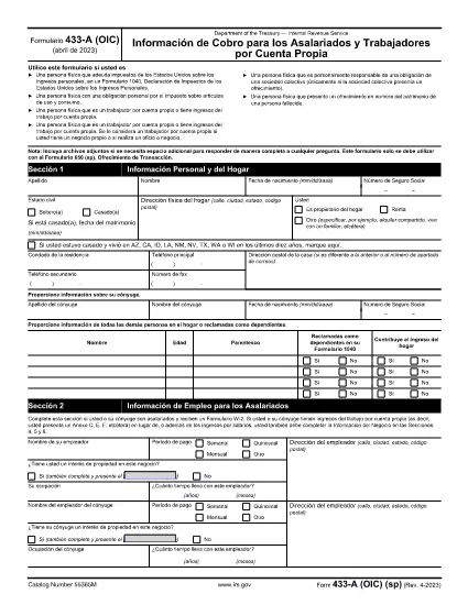 Form 433-A (OIC) (Spanish Version)