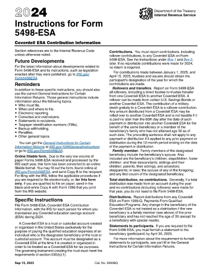 Форма 5498-ESA Инструкции