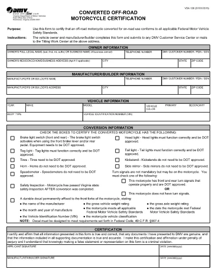Form VSA 130 Virginia