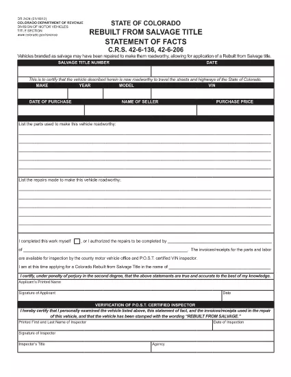 Form DR 2424 Colorado