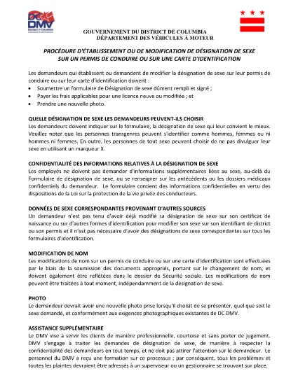 استمارة التعيين الذاتي للجنسين (الفرنسية - الفرنسية)
