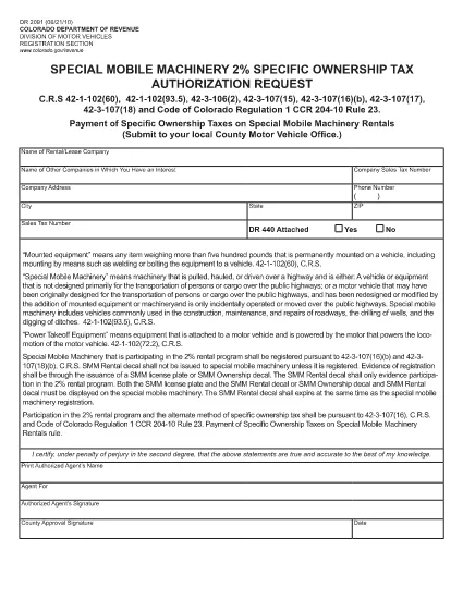 Form DR 2091 Colorado
