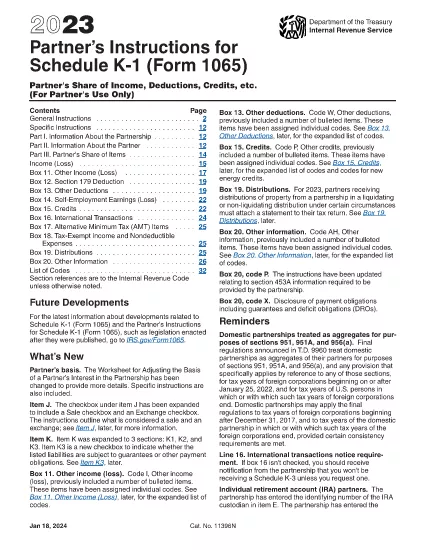 Form 1065 Instructions for Schedule K-1
