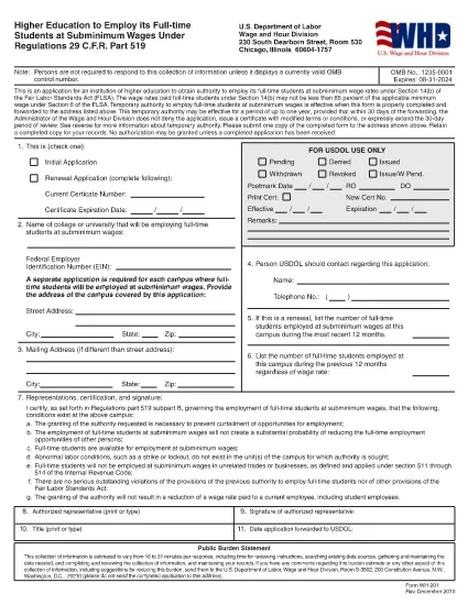 Form WH-201
