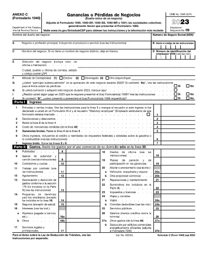 Form 1040 Schedule C (Spanish Version)