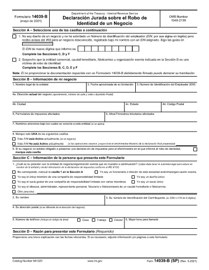 Form 14039-B (Spanish Version)