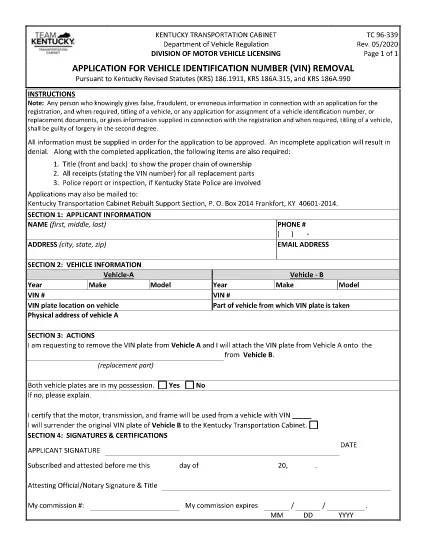 Form TC 96-339 Kentucky