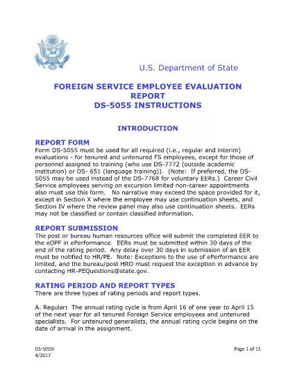 Formulário DS-5055 Instruções