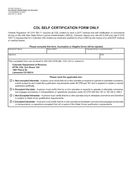 Form DR 2907 Colorado
