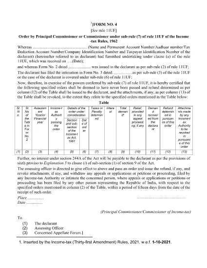 Formulário de ITD 4 Índia