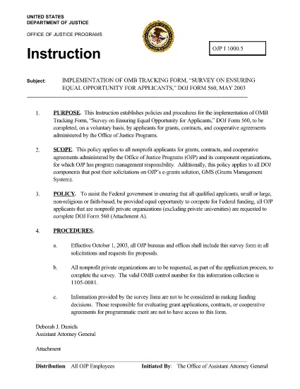 DOJ Form 560 with instructions