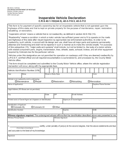 Form DR 2910 Colorado