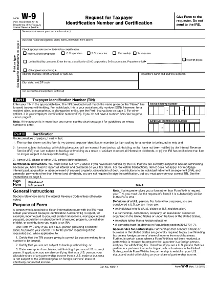 Form IRS W-9 Nebraska