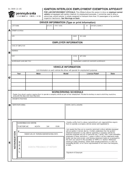 Form DL-3805 Pennsylvania