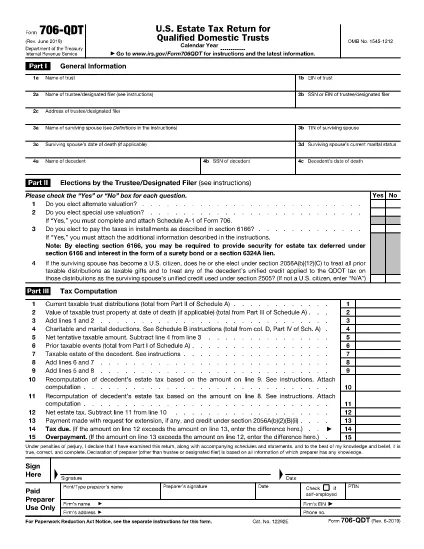 Form 706-QDT