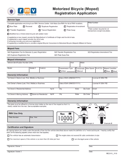 Form REG101 Massachusetts