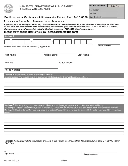 Form PS33160 Minnesota