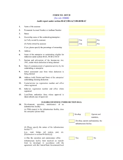 ITD Form 10CCB India