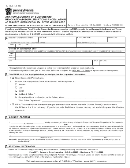 Form DL-16LC Pennsylvania