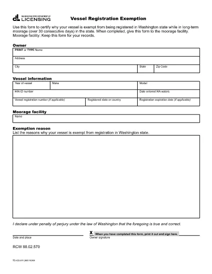 Exemption of ship Registration (laivo registravimo išimtis) (124); Vašingtonas