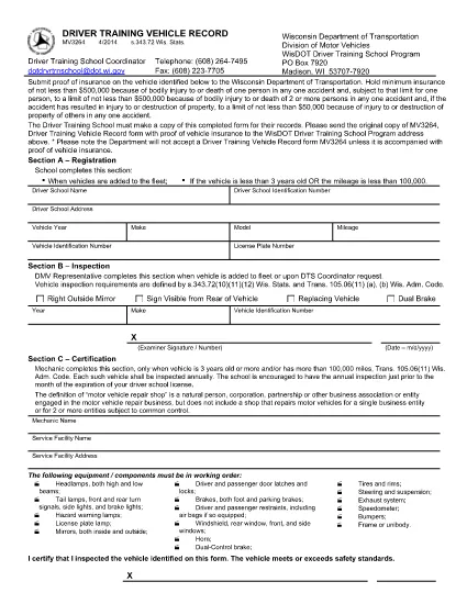 Form MV3264 Wisconsin