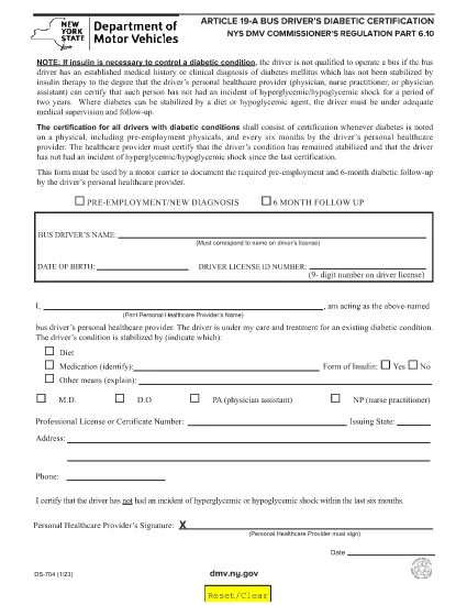 Form DS-704 New York