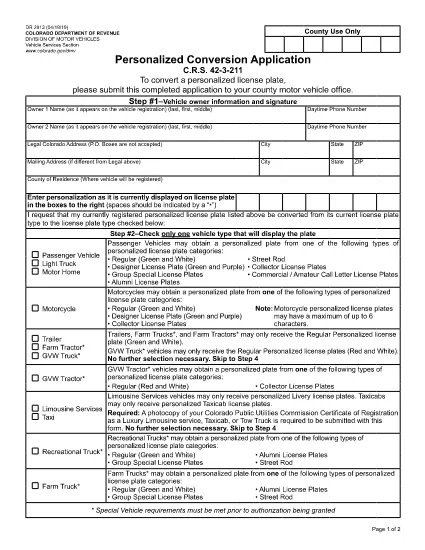 Form DR 2813 Colorado